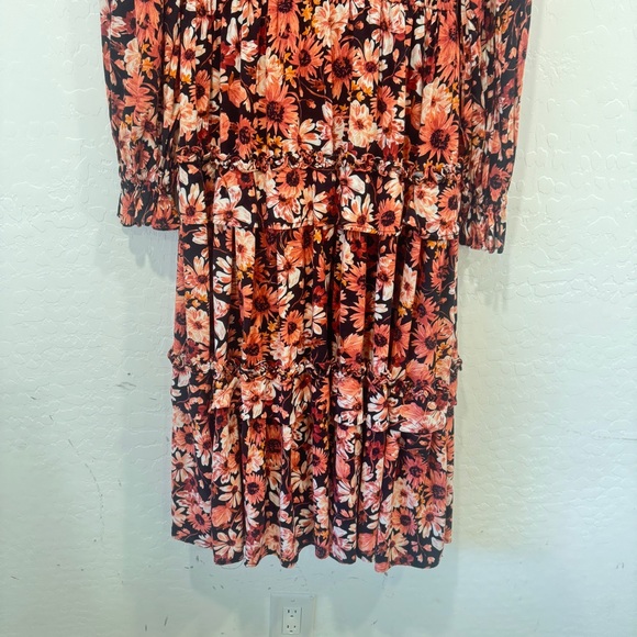 Rachel Parcell Floral Tiered Midi Dress Womens 6 Spring Easter Peasant - Picture 4 of 11
